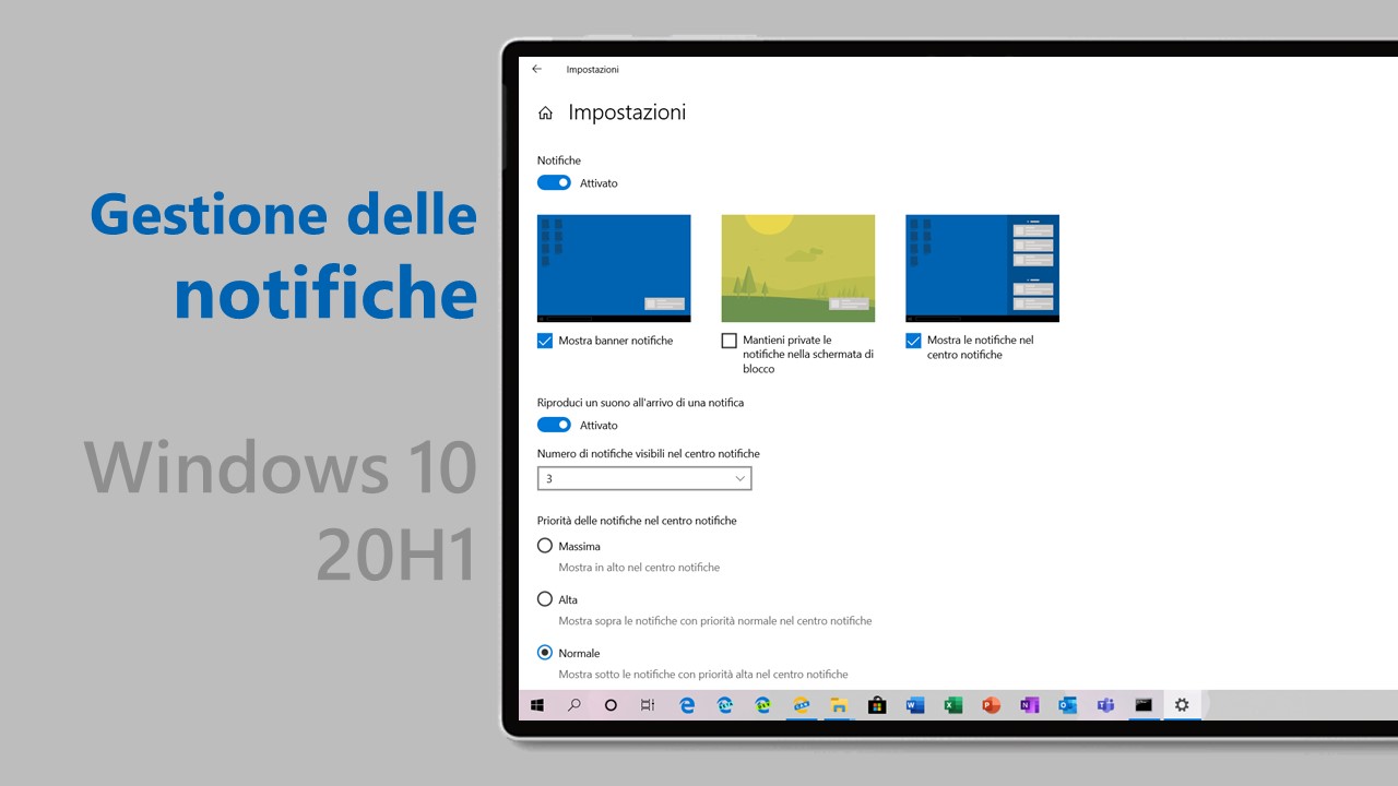 Come abilitare la nuova gestione delle notifiche in Windows 10 20H1