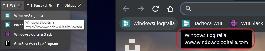 Chromium nuovi tooltip tema scuro