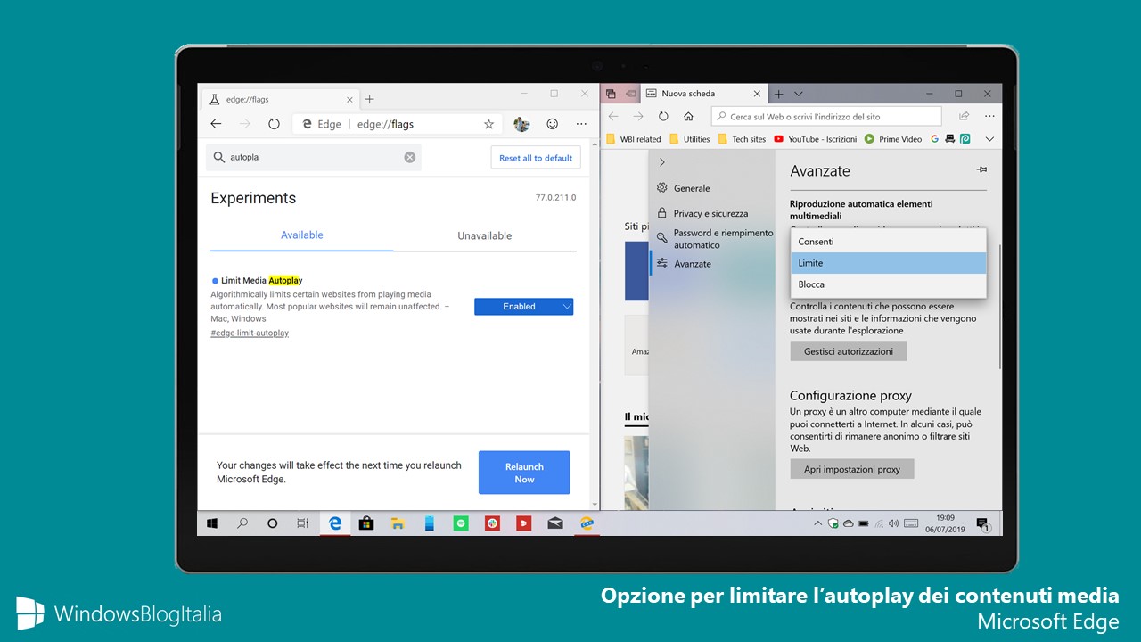 Opzione per limitare autoplay dei contenuti media