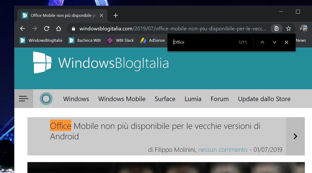 Ricerca migliorata browser Chromium