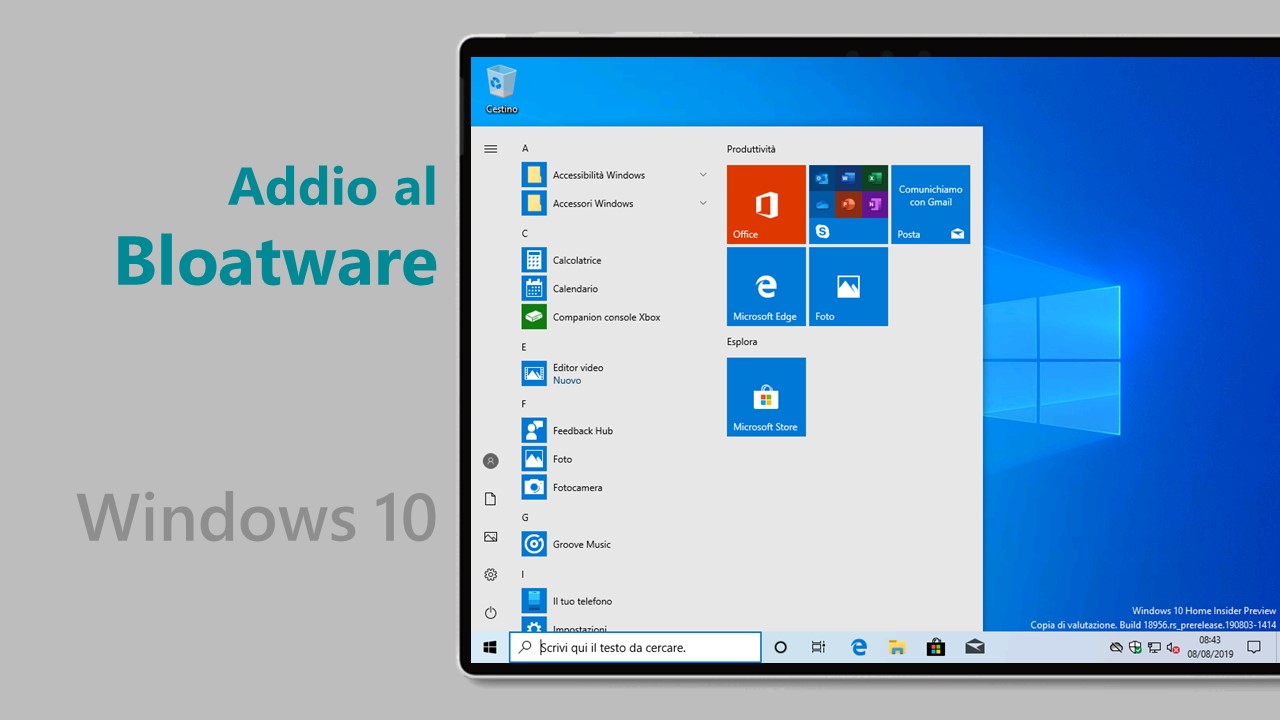 Microsoft rimuove tutte le app bloatware in Windows 10