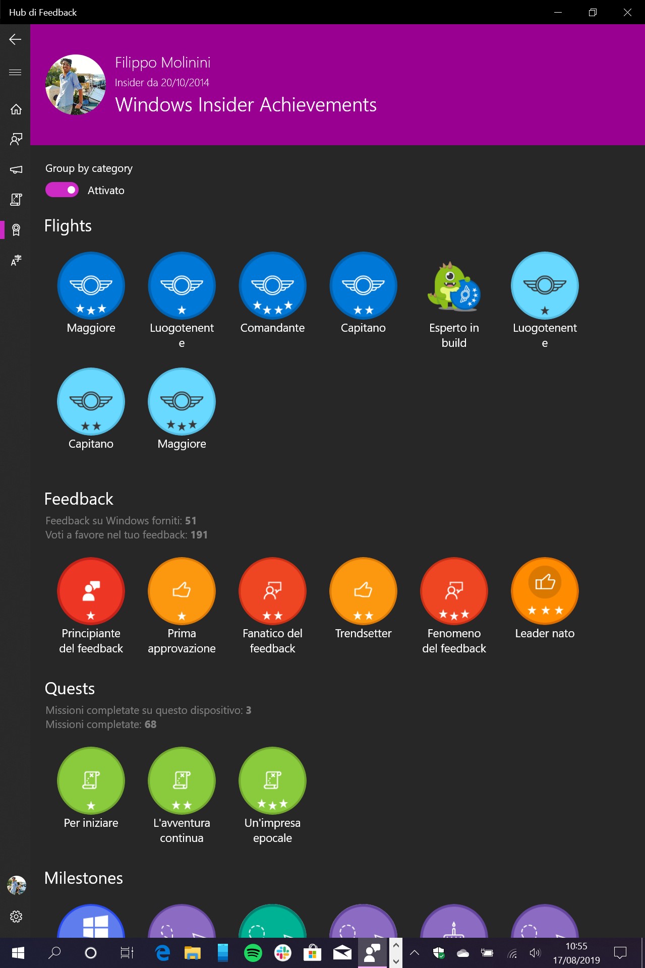 Hub di Feedback nuova interfaccia Obiettivi