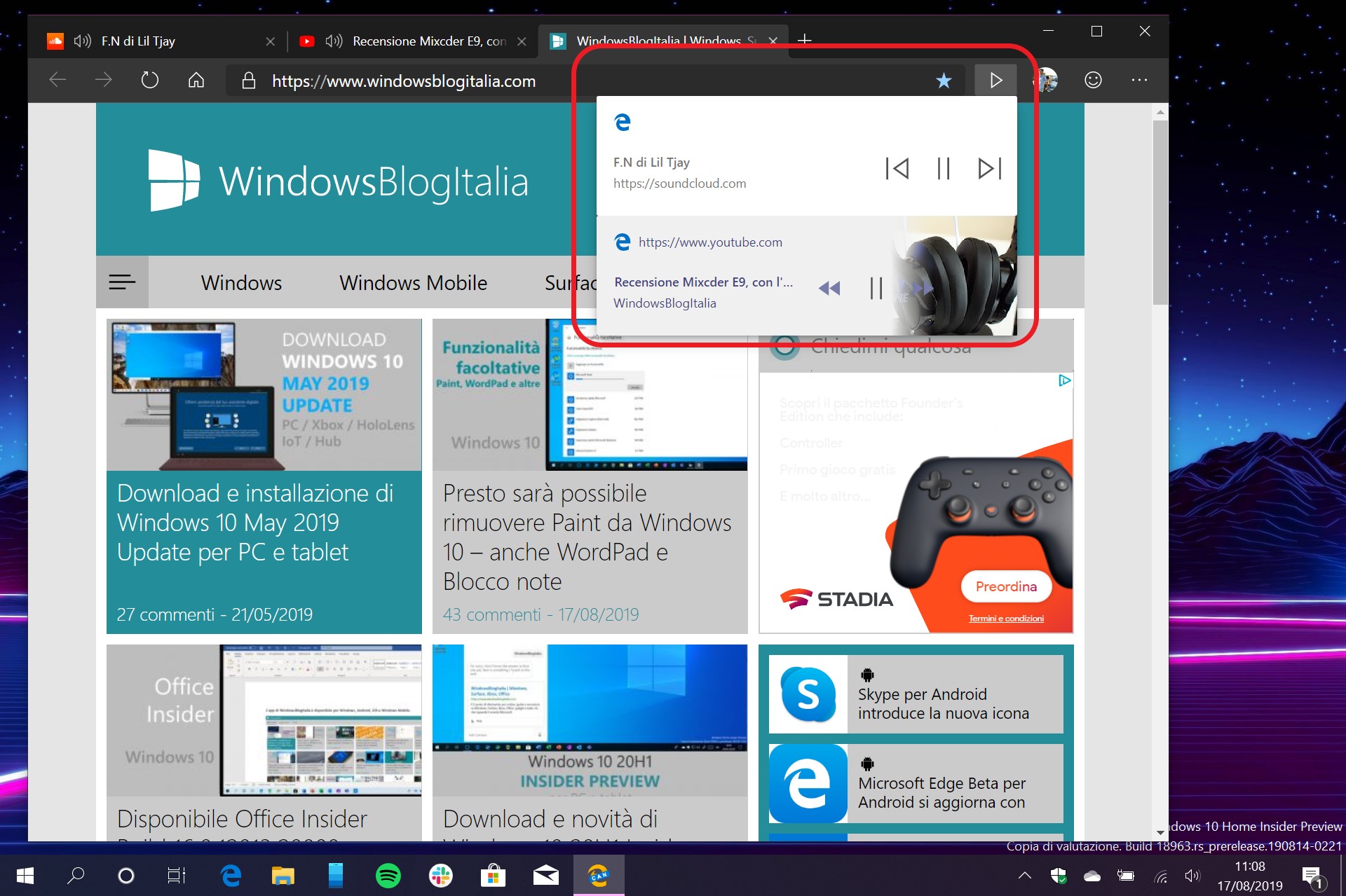 microsoft edge extensions for media controls