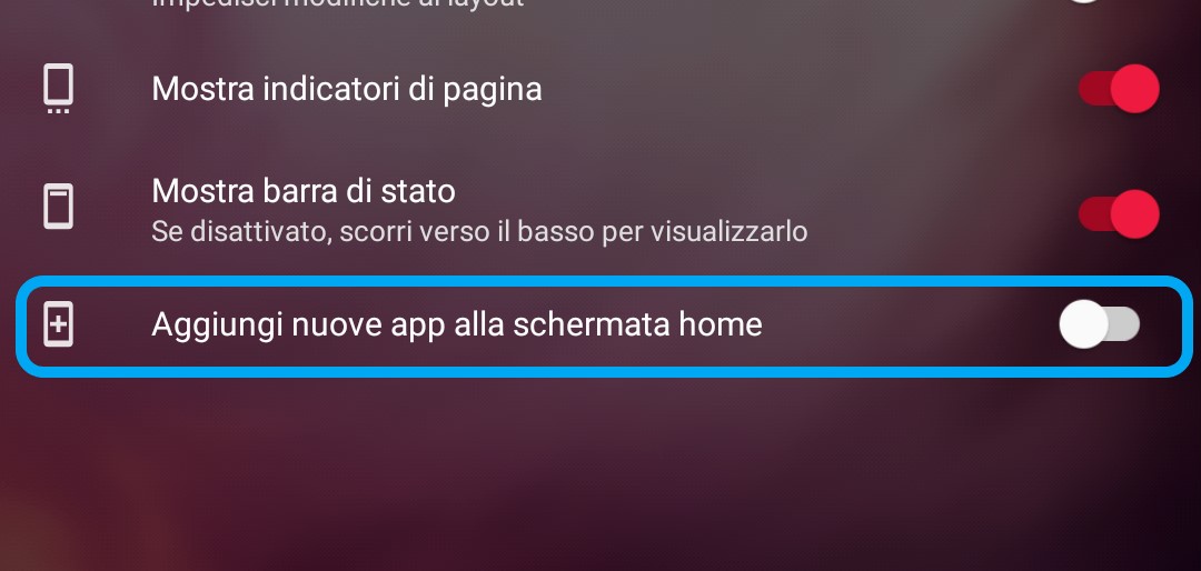 Microsoft Launcher per Android 5.8 opzione nuove app sulla home