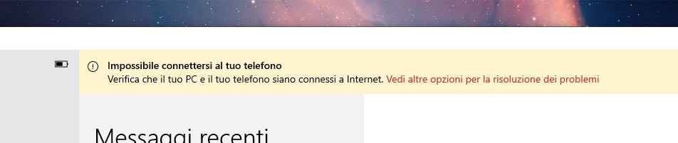 Il tuo telefono per Windows nuovo design per il messaggio di errore