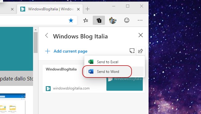 Microsoft Edge gruppi di prodotto esportati in Word