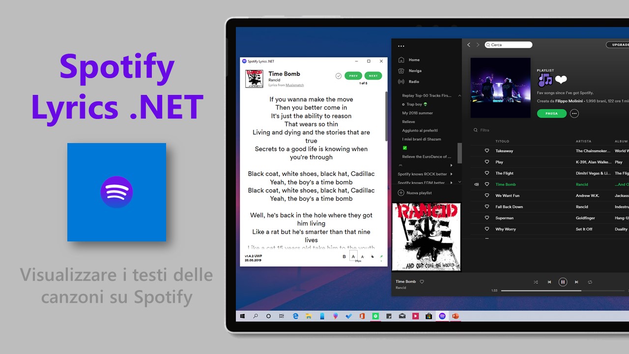 Spotify Lyrics .NET app per Windows 10