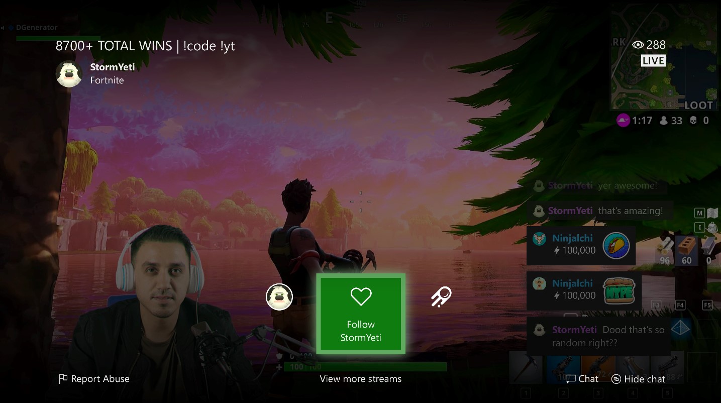 Xbox One 1910 riproduzione stream su Mixer dalla dashboard