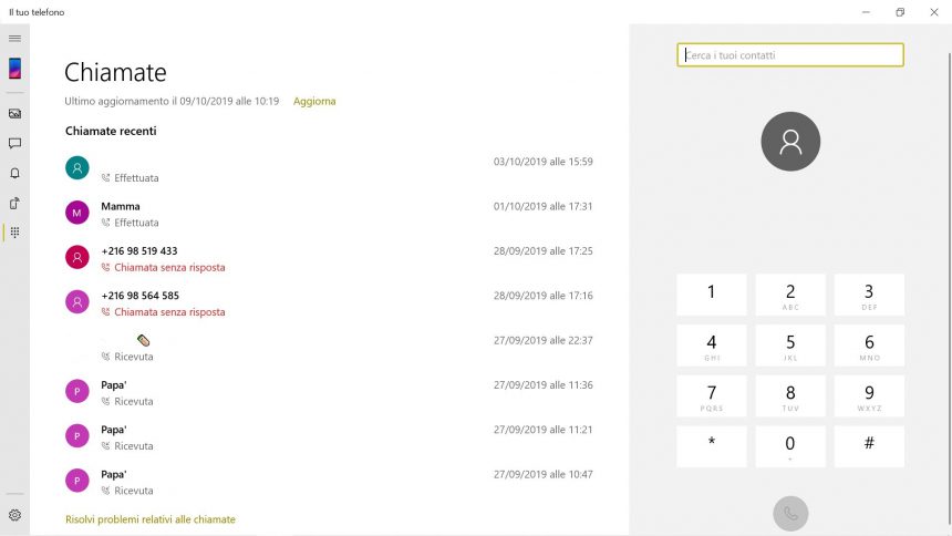 Il tuo telefono Windows 10 chiamate 3