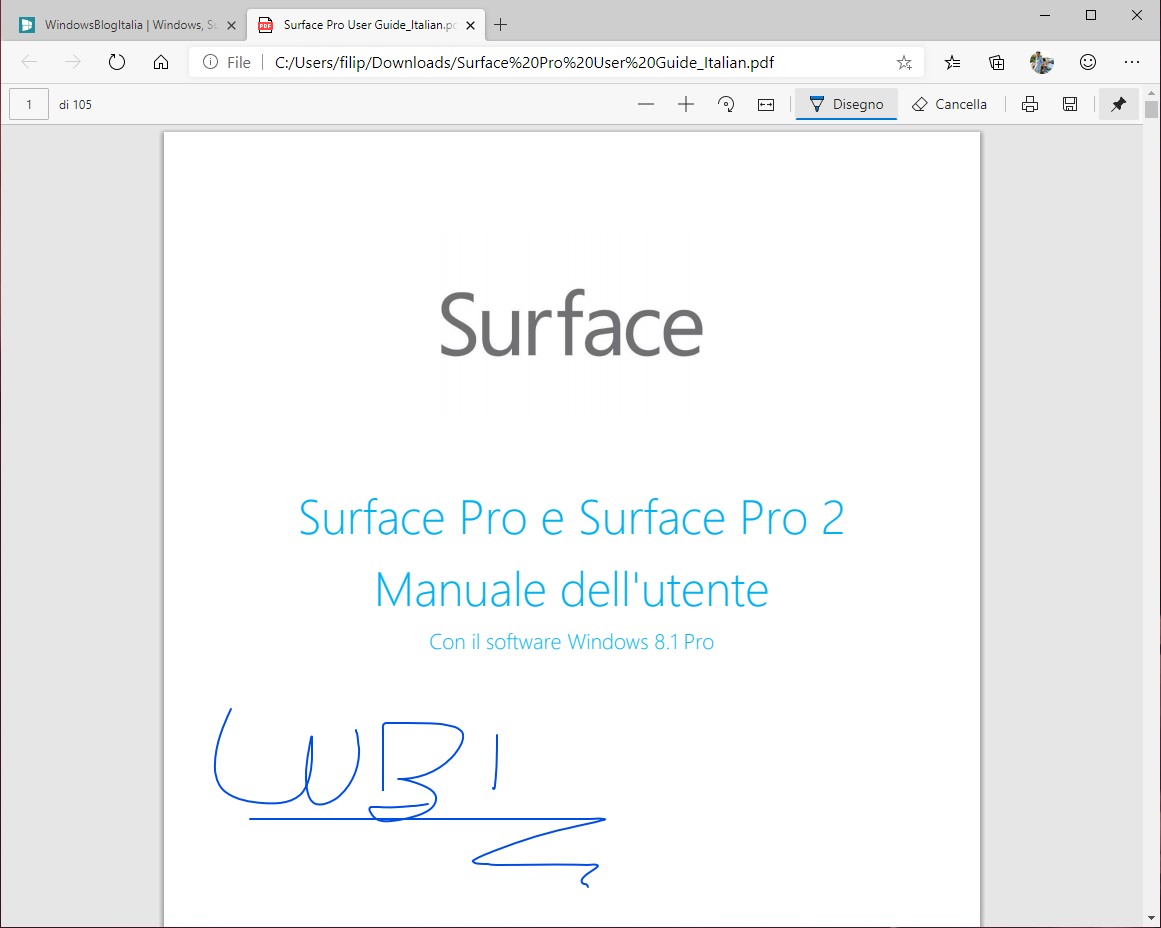 Microsoft Edge Dev annotazioni PDF