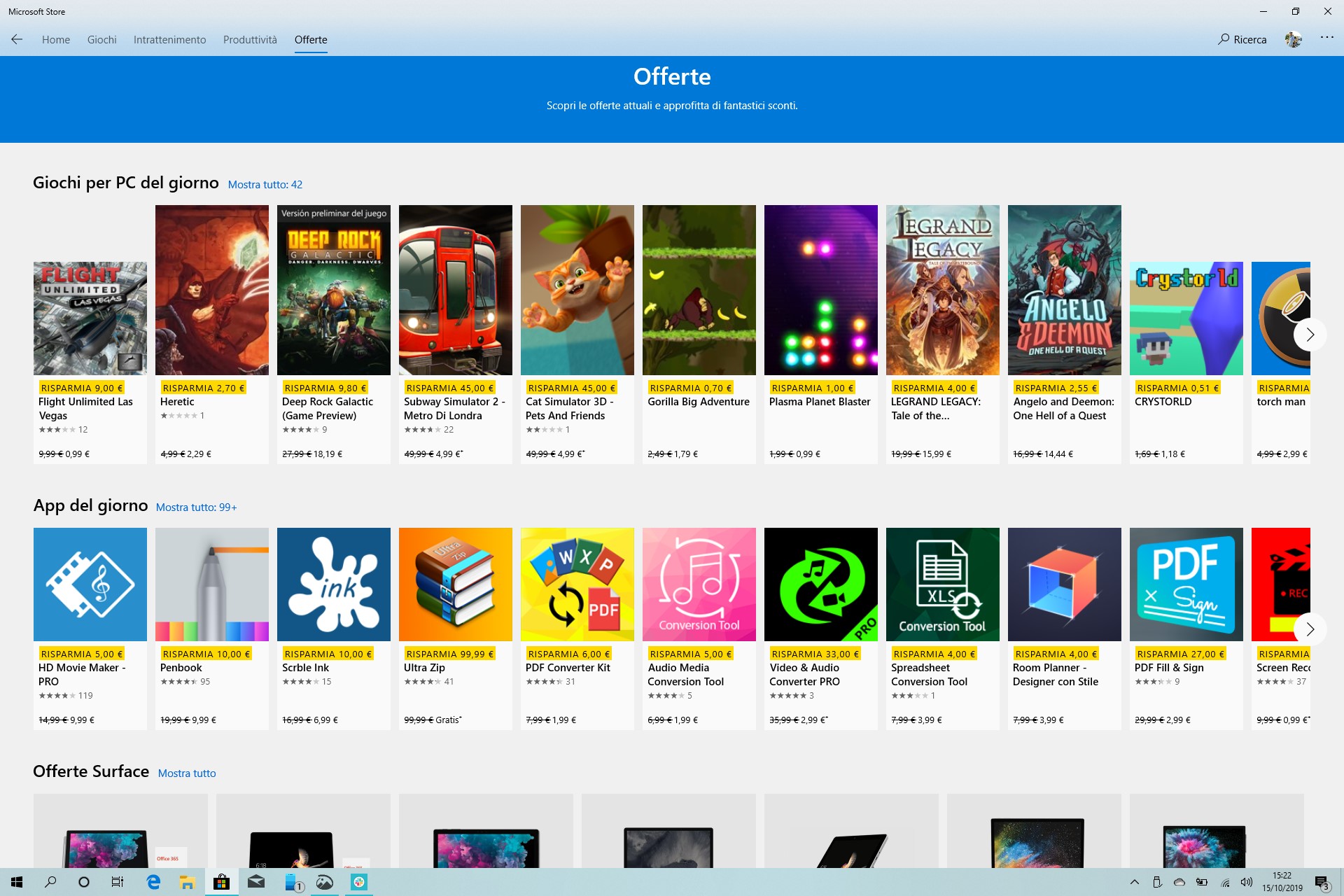 Microsoft Store su Windows 10 scheda offerte