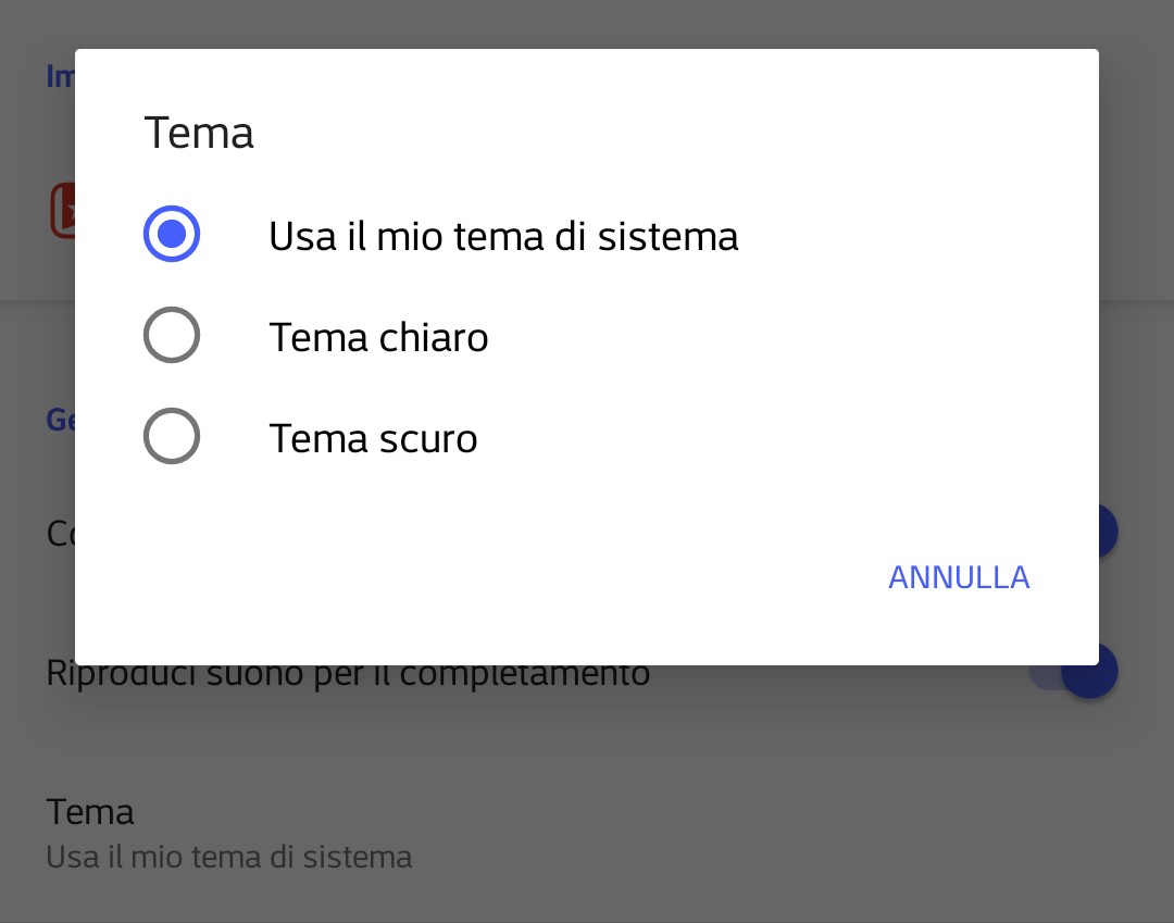 Microsoft To-Do Android tema di sistema