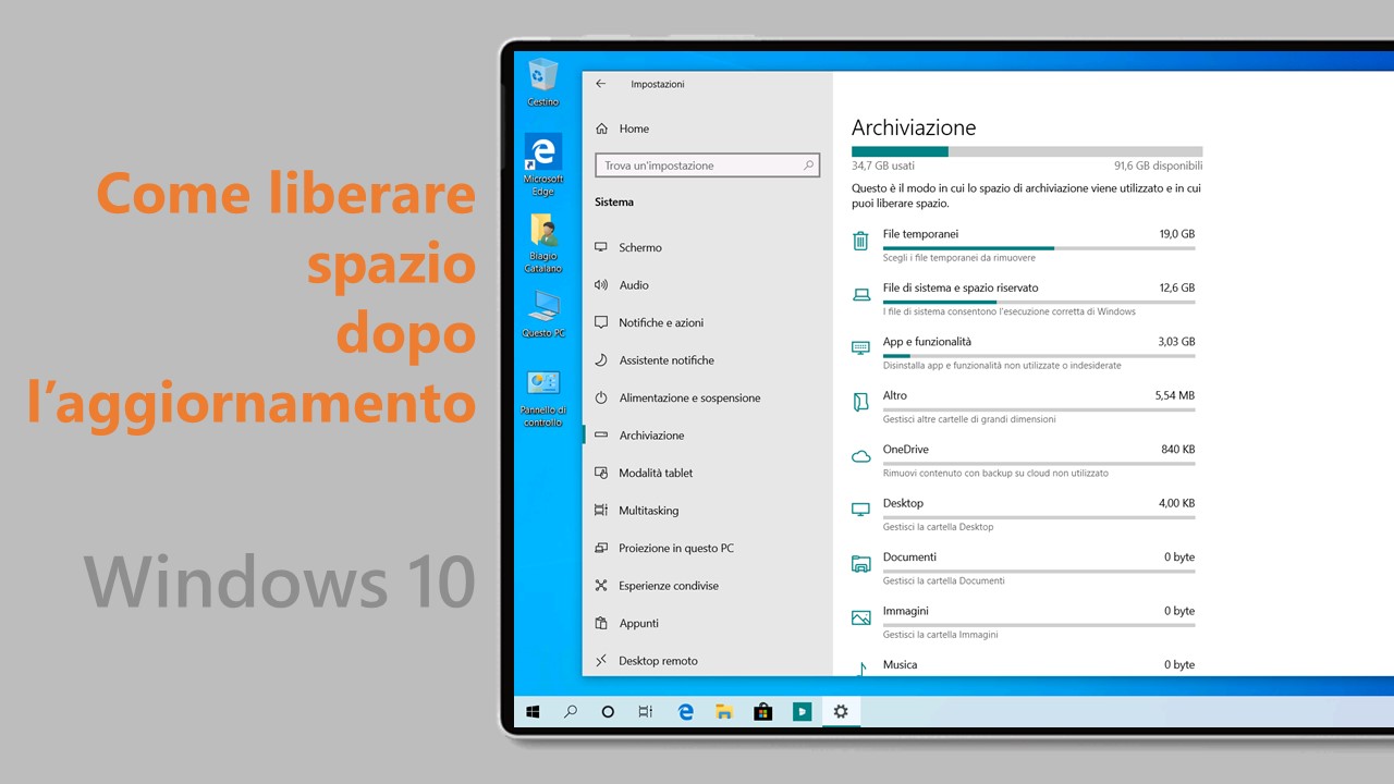 Windows 10 November 2019 Update - Liberare spazio