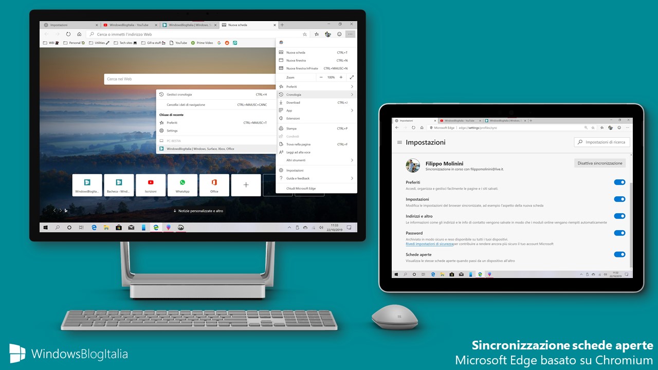 Sincronizzazione schede aperte Microsoft Edge