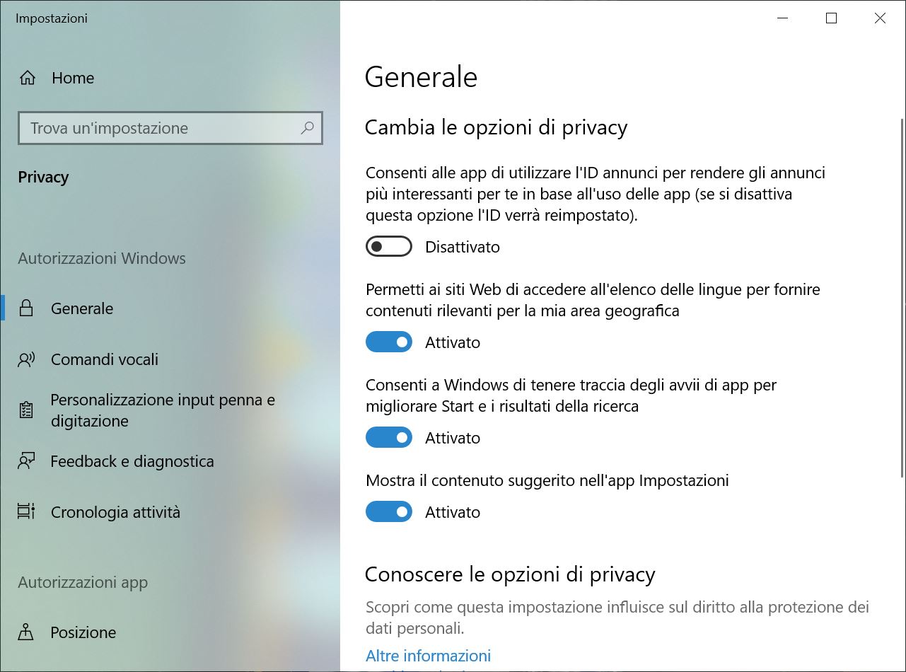 ID annunci Windows 10