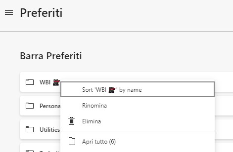 Microsoft Edge Dev ordinare cartelle di preferiti per nome