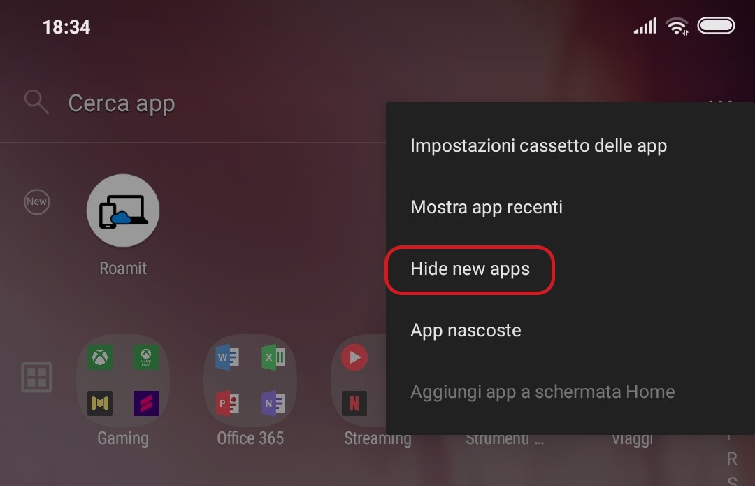 Microsoft Launcher per Android versione 5.11 nascondi nuove app