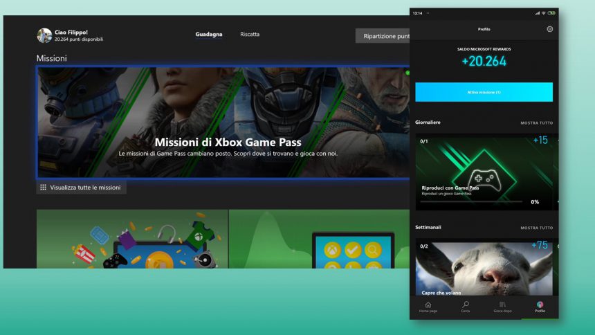 Nuove Xbox Game Pass Quest per Microsoft Rewards