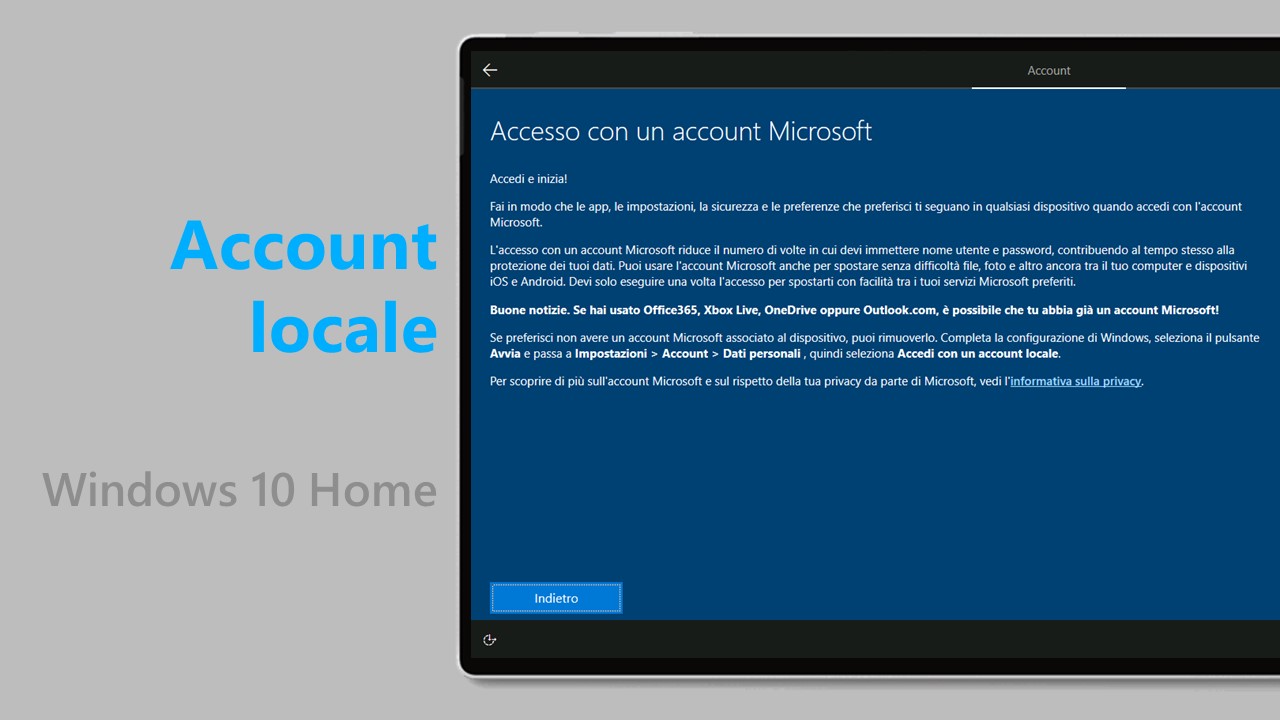 Account locali - Windows 10