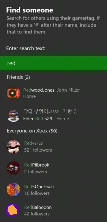 Xbox One 1911 ricerca amici e persone su Xbox live