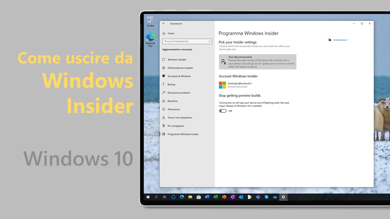 Windows 10 May 2020 Update - Uscire Windows Insider
