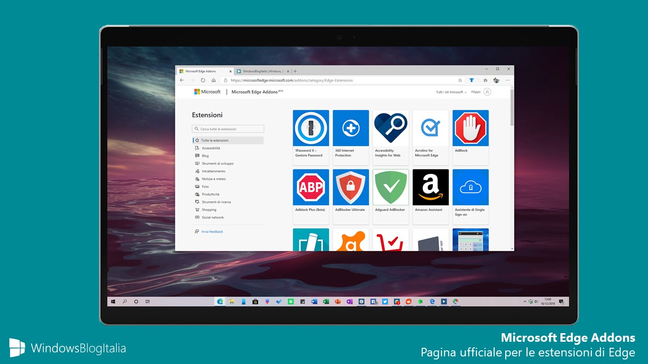 Microsoft Edge Addons pagina ufficiale estensioni