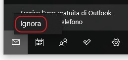 Opzione ignora banner pubblicitari app Posta e Calendario di Windows 10