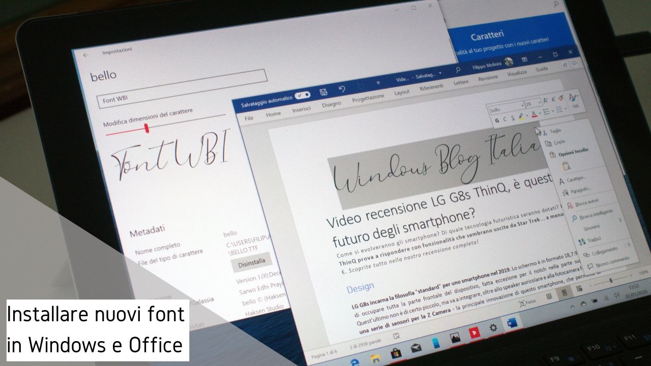 Come installare nuovi font in Windows 10 e Microsoft Office