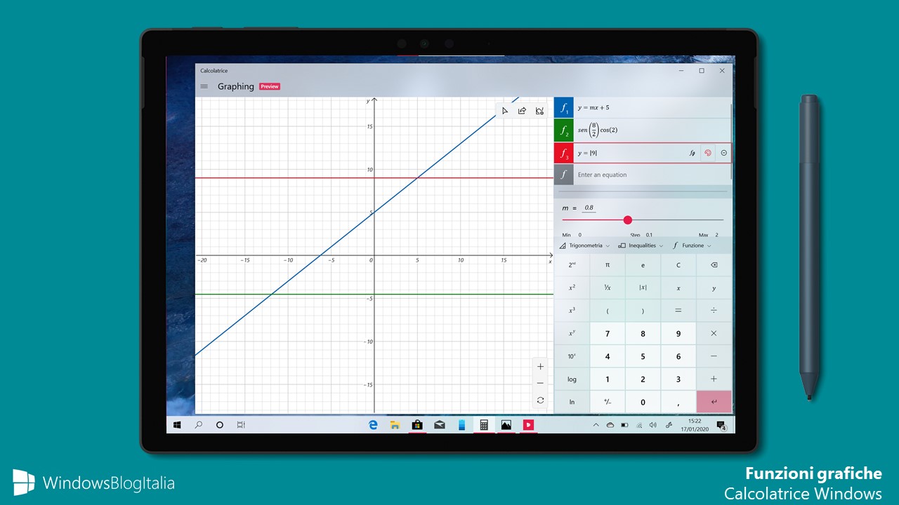 Funzioni grafiche Calcolatrice Windows