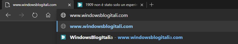 Microsoft Edge basato su Chromium URL suggeriti correzione