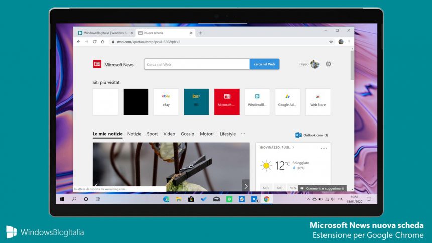 Microsoft News nuova scheda estensione per Google Chrome
