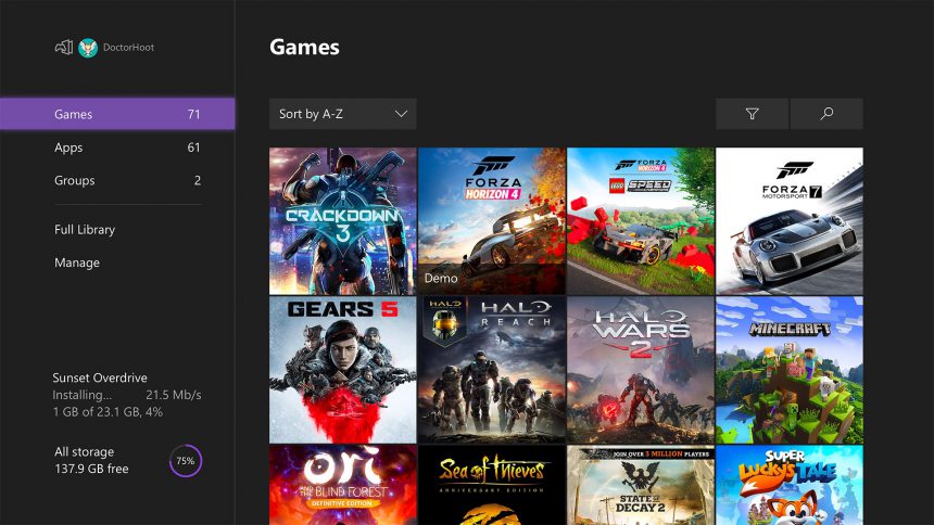 Xbox One nuovo design e riorganizzazione sezione I miei app e giochi