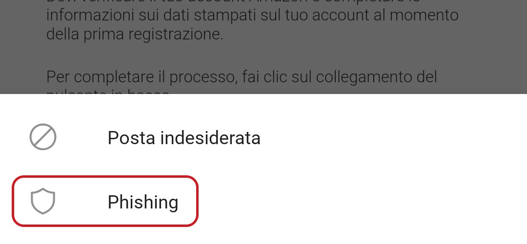 Microsoft Outlook segnalazione phishing