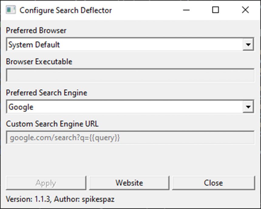 Search Deflector app per Windows 10