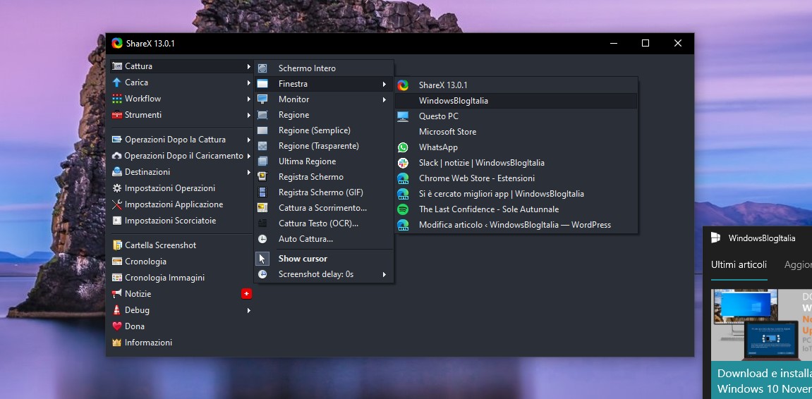 ShareX app per Windows 10