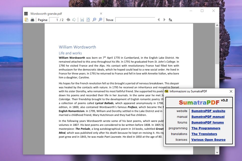 Sumatra PDF app per Windows 10