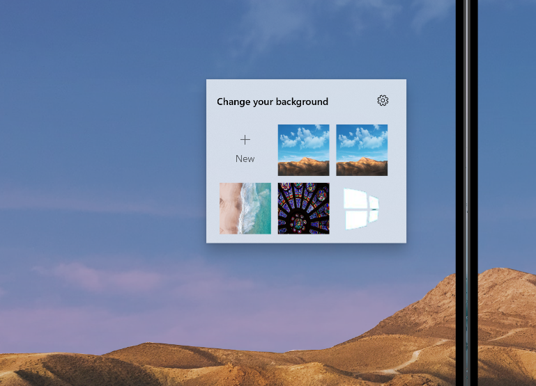 Windows 10X scelta sfondo menu contestuale