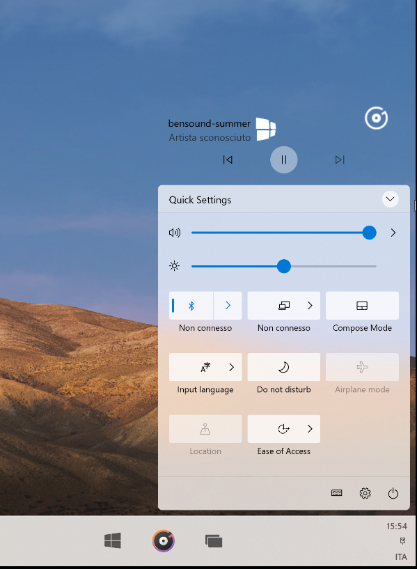 Windows 10X widget riproduzione musicale