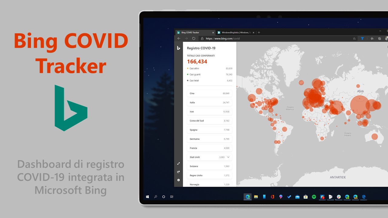 Bing COVID-19 tracker