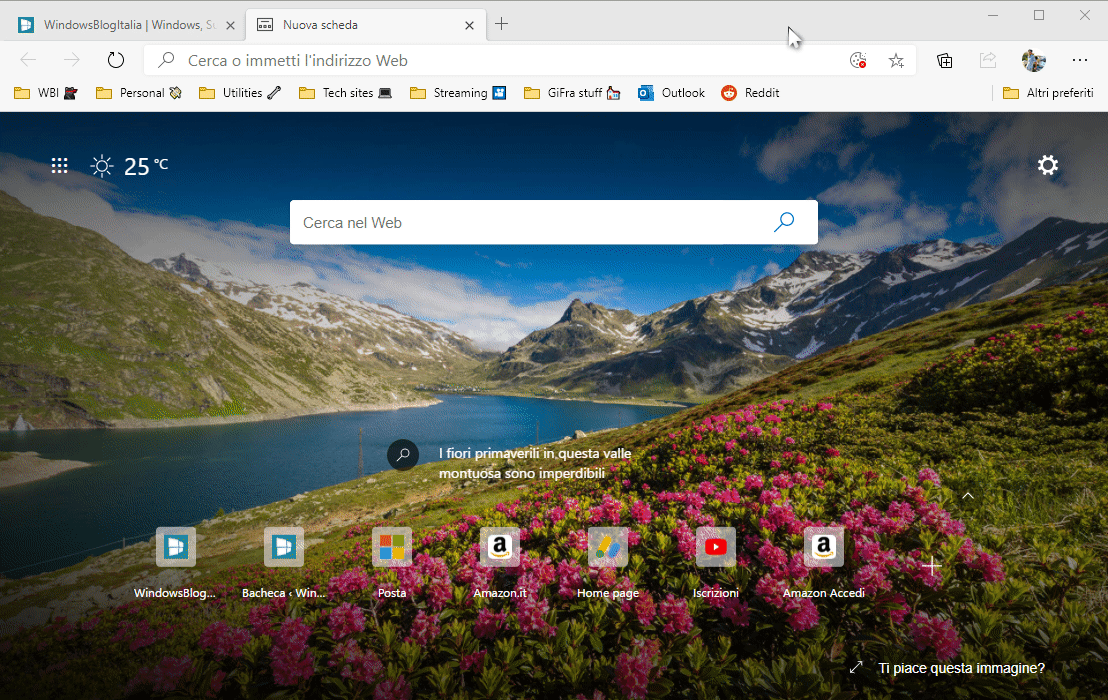 Microsoft Edge opzioni personalizzazione aspetto del browser