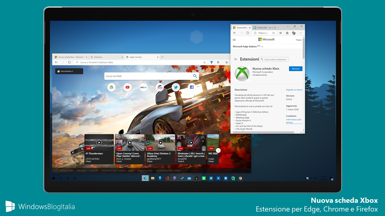 Nuova scheda Xbox estensione per Edge, Chrome e Firefox