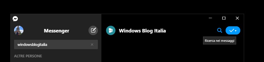 Ricerca nella chat in Messenger per Windows 10