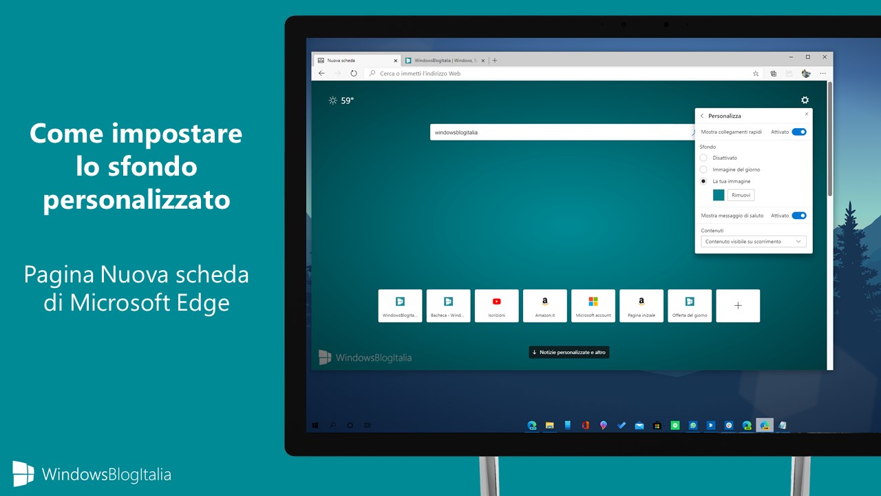 Sfondo personalizzato pagina Nuova scheda di Microsoft Edge