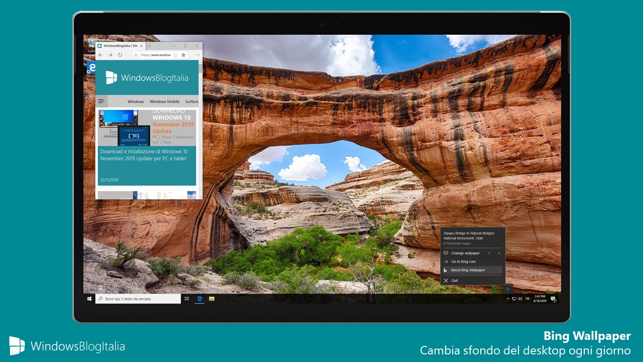 Download Bing Wallpaper per Windows, gli sfondi quotidiani di Bing sul PC