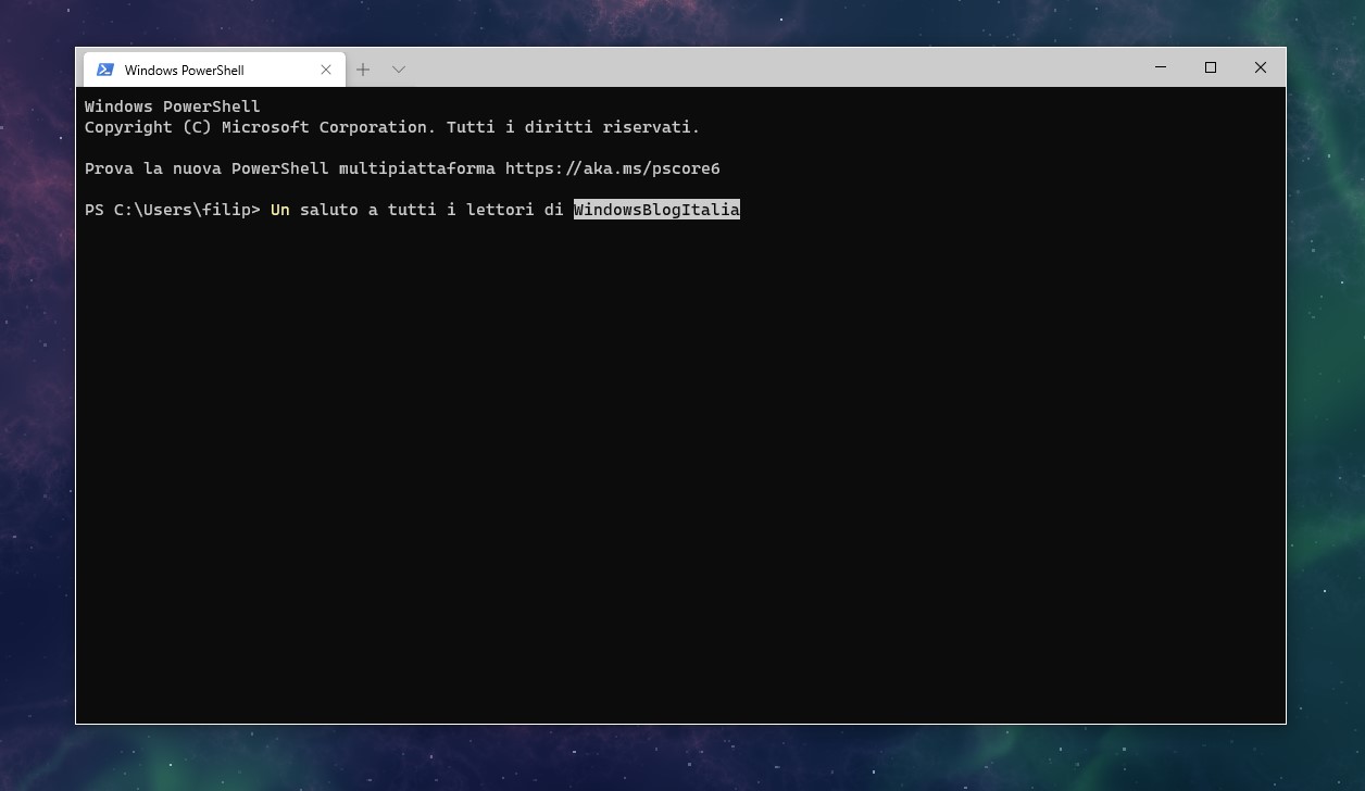 Windows Terminal (Preview) supporto lingua italiana