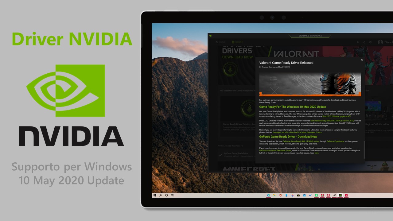Driver NVIDIA Game Ready per Windows 10 May 2020 Update