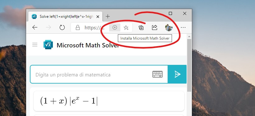 Installare Microsoft Math Solver come PWA con Microsoft Edge