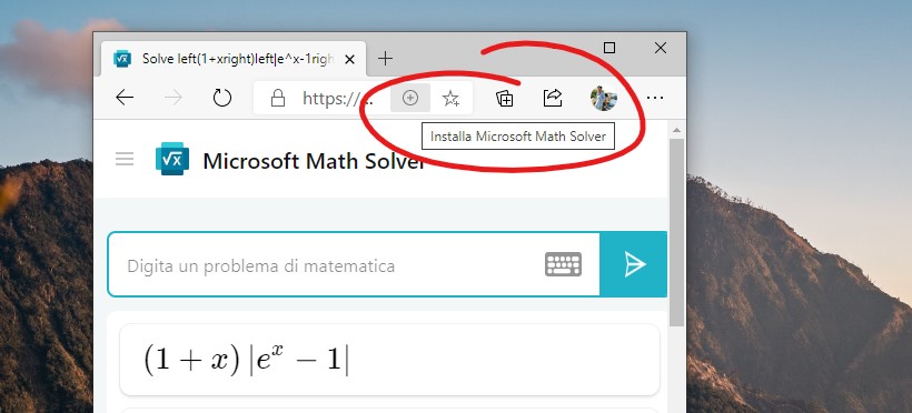 Installare Microsoft Math Solver come PWA con Microsoft Edge