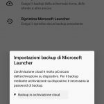 Nuovo Microsoft Launcher Preview impostazioni di backup