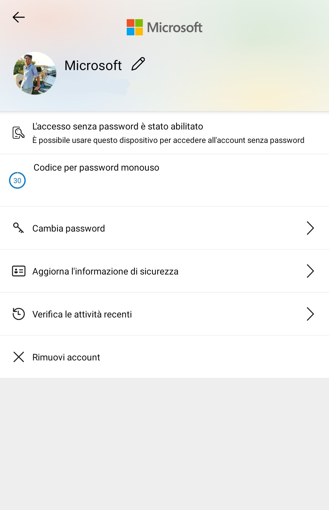 Microsoft Authenticator nuova interfaccia per Android